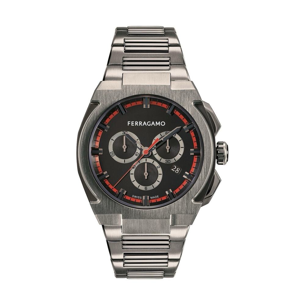 Ferragamo‎ Supreme Chrono Men’s Swiss Quartz Watch 43mm Gunmetal SFK200423